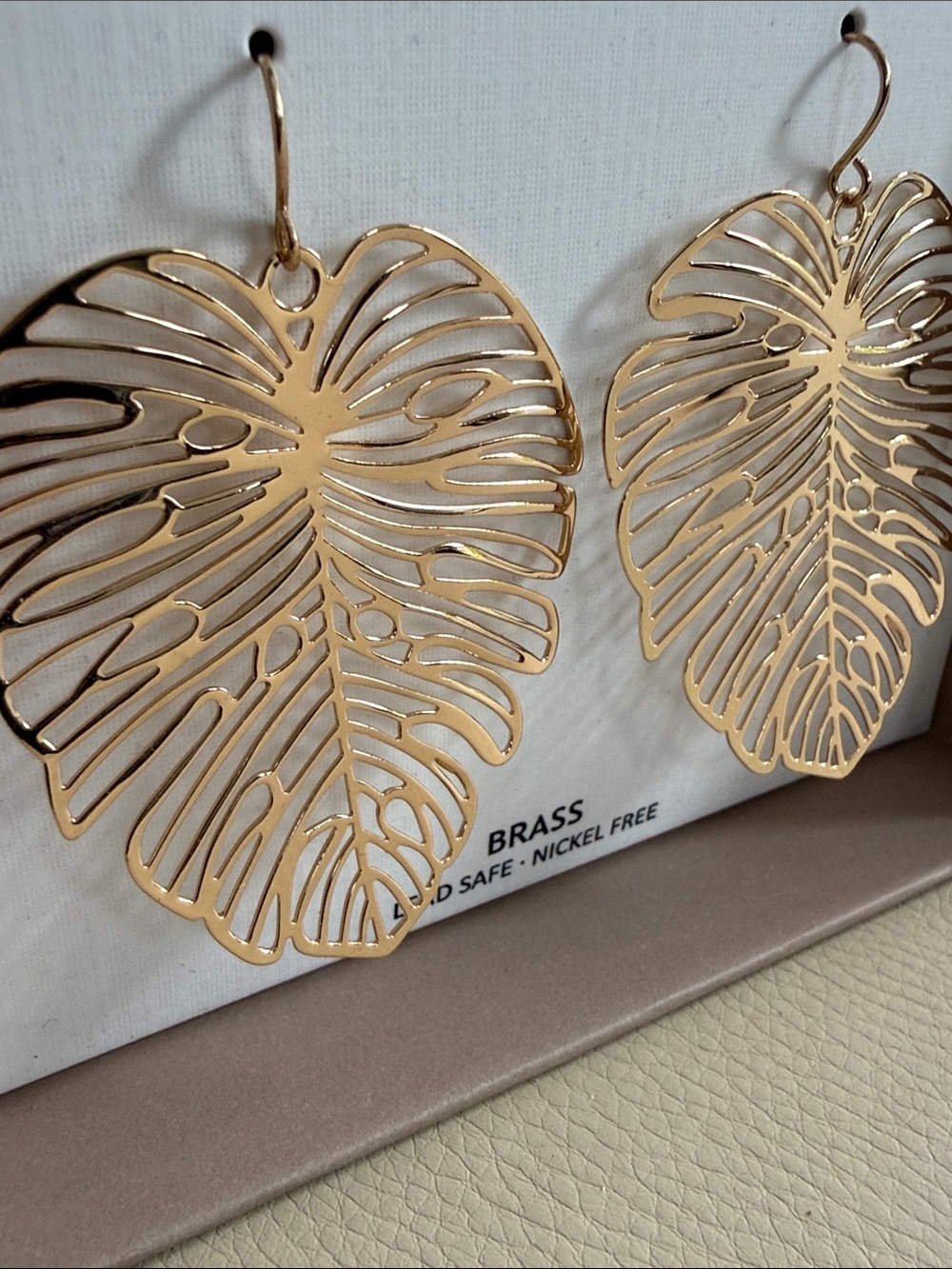 Gold monstera leaf earrings